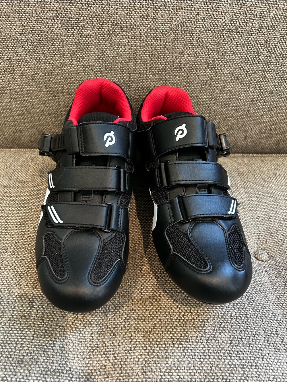 Peloton Black Cycling Sneakers with Red Lining